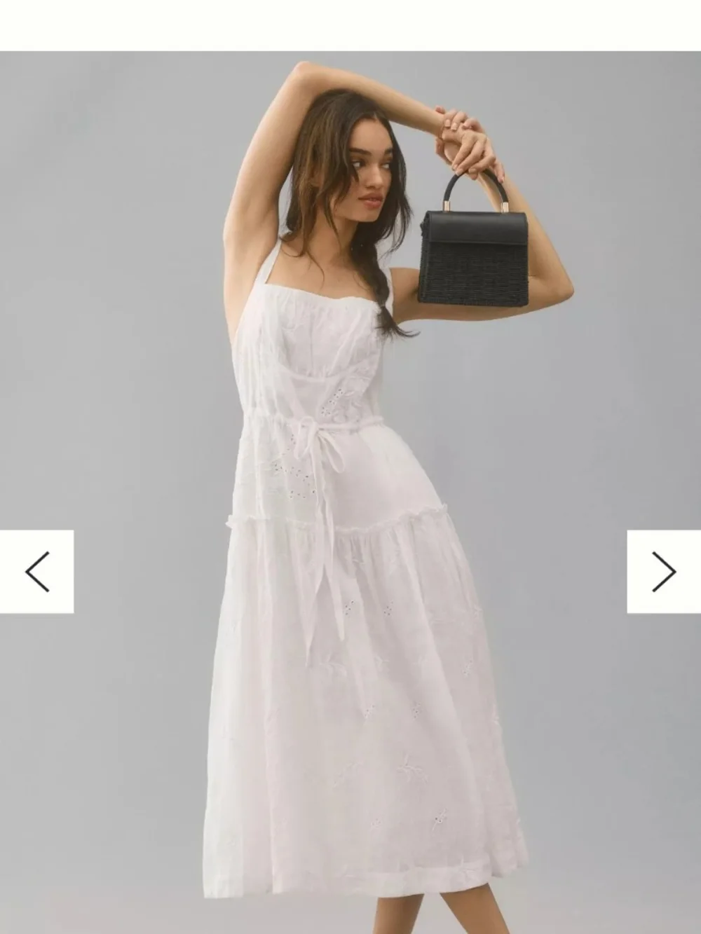 Anthropologie White Linen Square-Neck Midii Dress - Picture 3 of 10